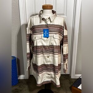 Columbia Calico Basin Shirt Jacket Shacket Striped Button Down Women 2X Plus NWT